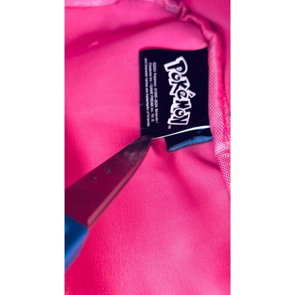 Pikachu No. 025 Pink & White Striped Heart-Shaped Zipper Backpack - Picture 4 of 12